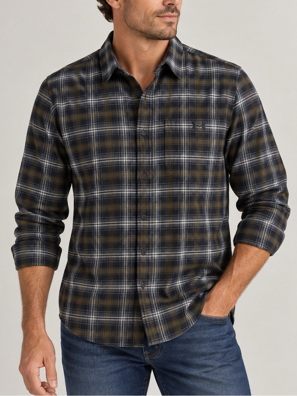 Under Armour Tradesman Flex Plaid Flannel Shirt Men XXL NWT Gray Green